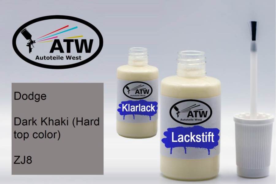 Dodge, Dark Khaki (Hard top color), ZJ8: 20ml Lackstift + 20ml Klarlack - Set, von ATW Autoteile West.